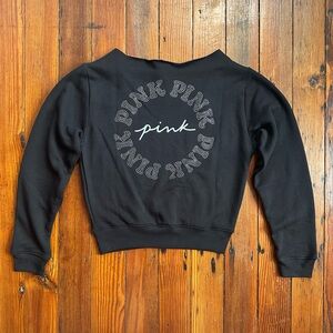 NWT Victorias Secret Pink crop studded off shoulder sweatshirt XS